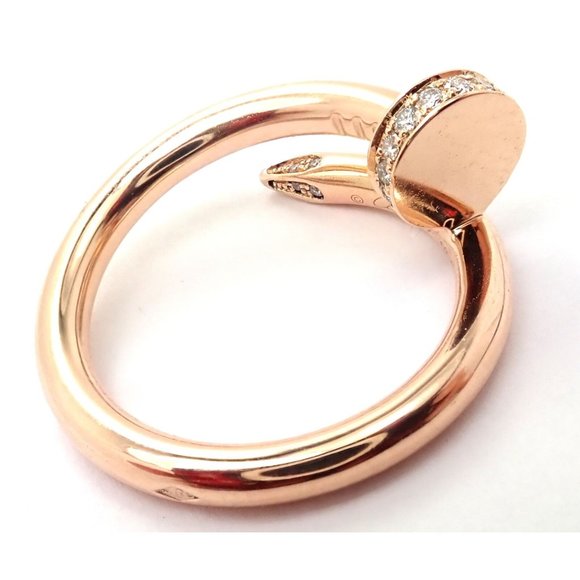 Authentic! Cartier Juste Un Clou 18k Rose Gold Diamond Nail Band Ring Size 53 - Picture 1 of 8